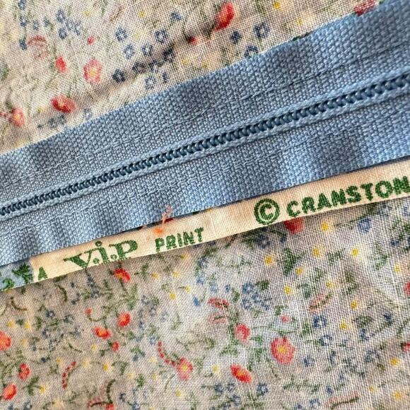 Vintage 1970s Large Handmade Blue Cotton Floral Prairie Dress, Cottagecore Lace - Picture 9 of 16